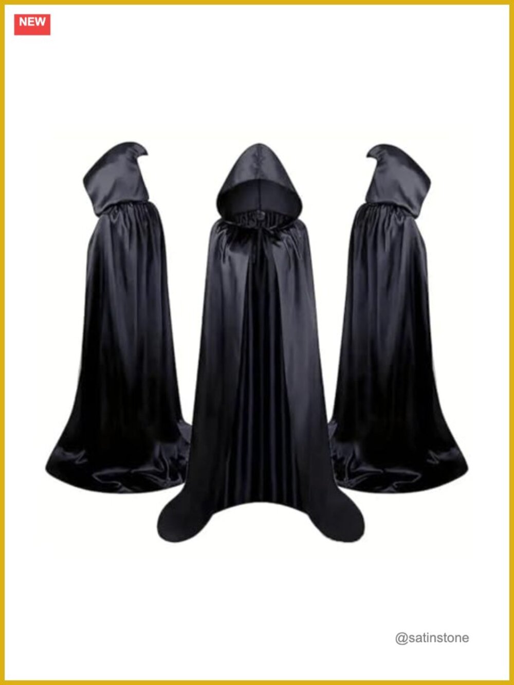 Satin Hooded Cloak Unisex Cape Halloween Cosplay Costume Robe